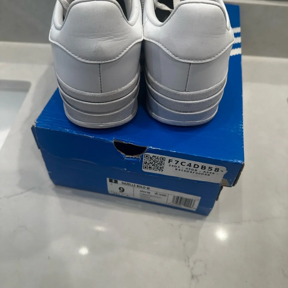 Adidas Women's Gazelle Bold Platform White Sneakers - Picture 3 of 5